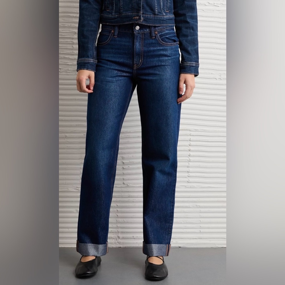 American Eagle Low Rise Shimmer Baggy Straight Leg Jeans - NWT - Size 2
